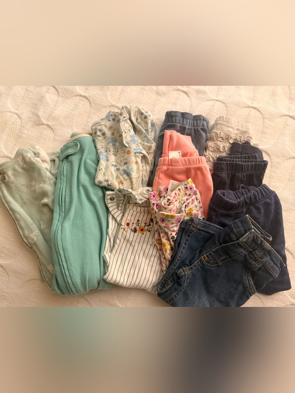 Mixed Girls' Tops and Bottoms Bundle - Mint, Coral, Floral